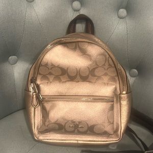 Metallic Gold Coach Mini Backpack